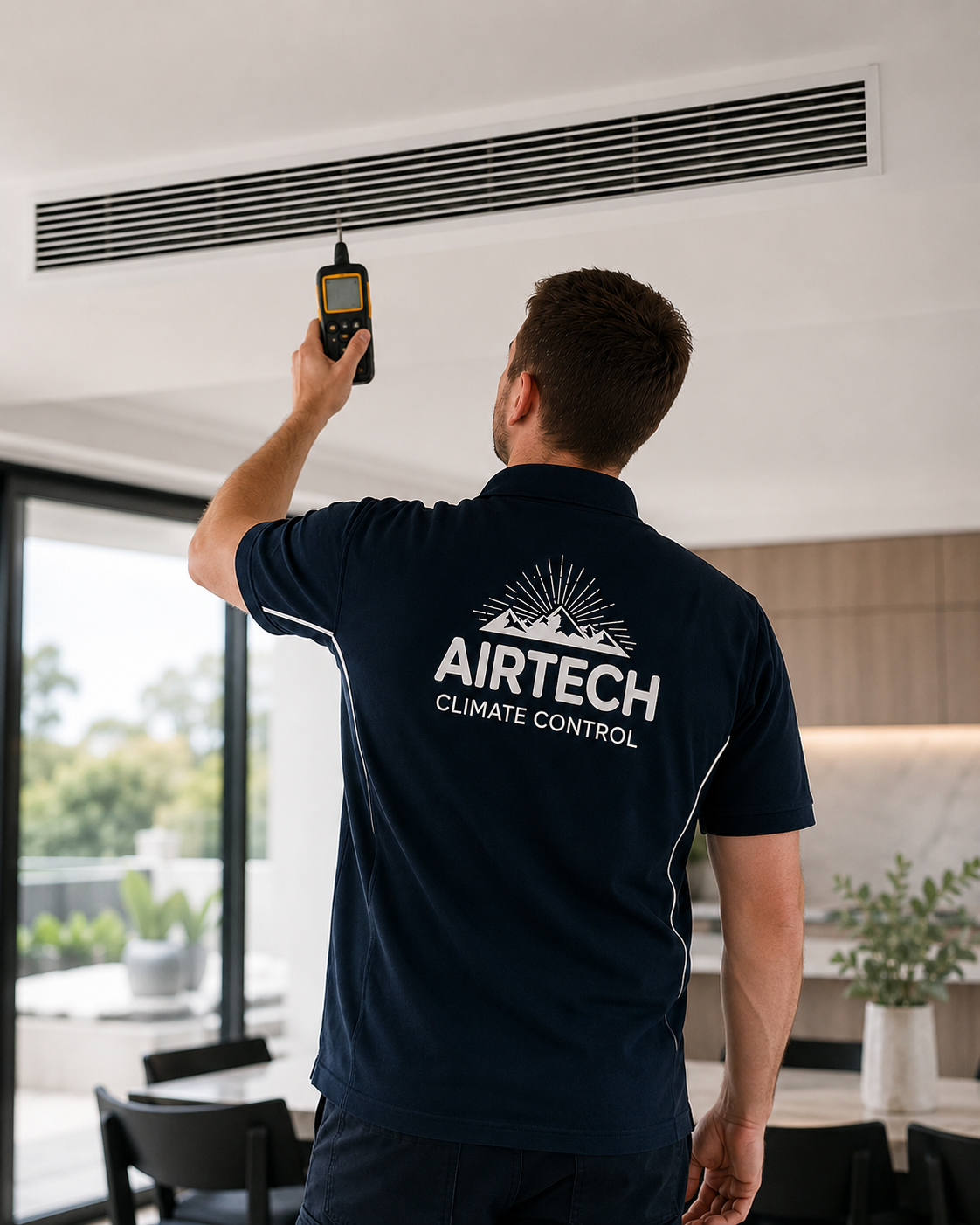 Airtech technician inspecting a refrigerated ducted vent